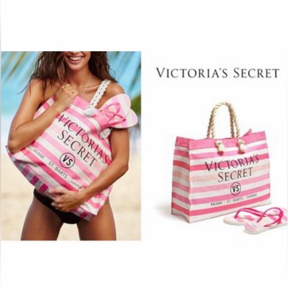 🆕VICTORIA’S SECRET Pink & White Striped Flip Flop Sandals - Picture 8 of 12